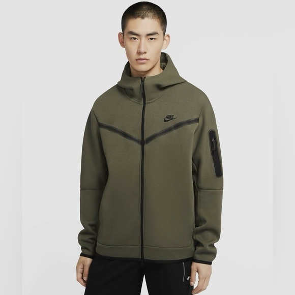 NWT NIKE Tech Fleece Windrunner Full Zip Hoodie Rough Green Black size XL